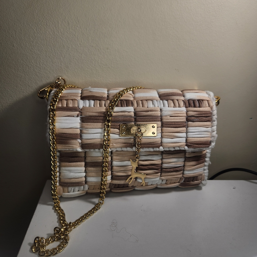 Chic Woven Clutch with Gold Chain